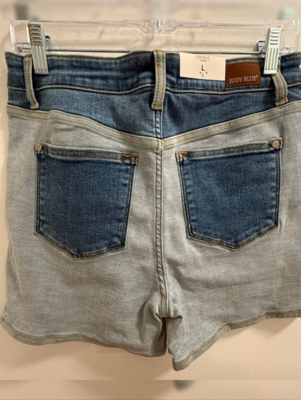 Judy Blue Two-Tone Denim Shorts - Picture 4 of 9